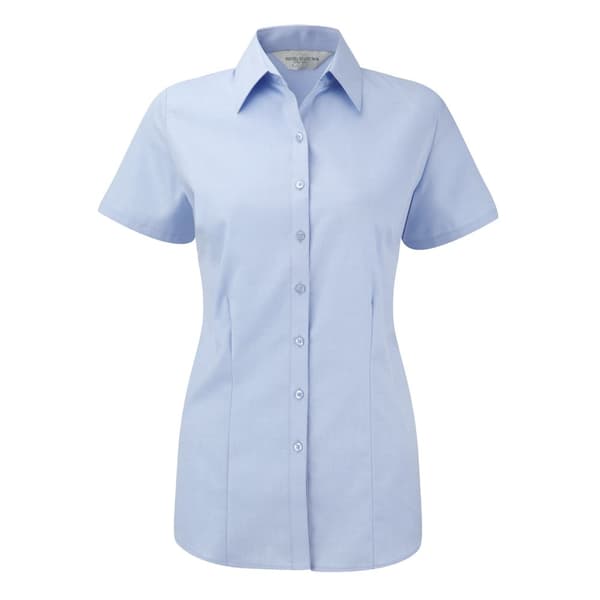 Russell Kvinnor/dammar Herringbone kortärmad arbetsskjorta Light Blue M
