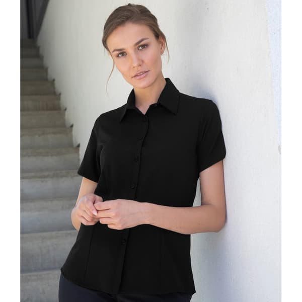 Russell Collection Ladies/Womens Short Sleeve Easy Care Oxford Shirt
