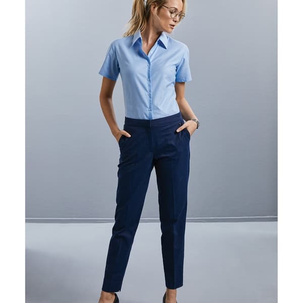 Russell Collection Ladies/Womens Short Sleeve Easy Care Oxford Shirt