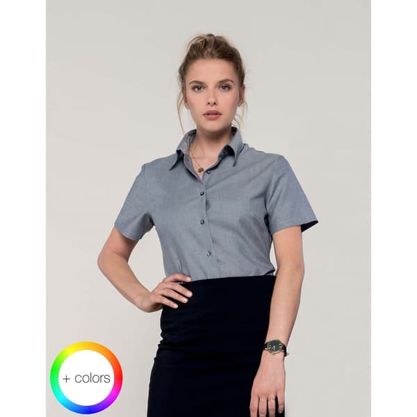 Russell Collection Ladies/Womens Short Sleeve Easy Care Oxford Shirt