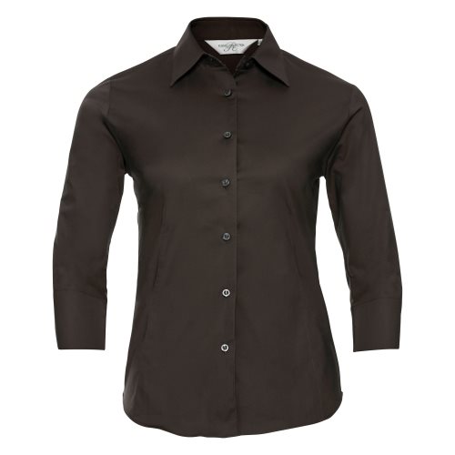 Bild av Russell Collection Damer / kvinnor 3/4 ärm Easy Care-fit skjorta
