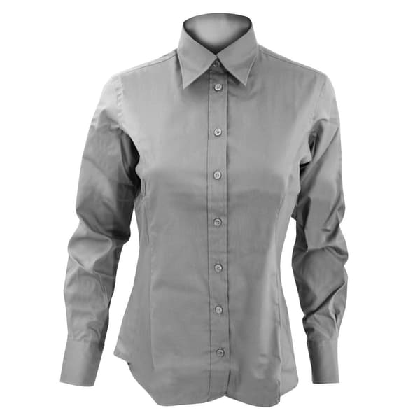 Kustom Kit Ladies Corporate Long Sleeve Oxford Shirt Silver Grey 14