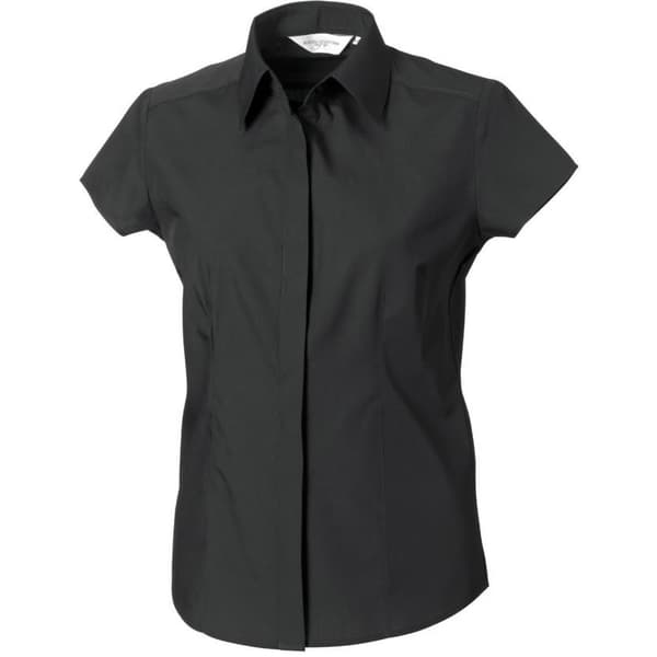 Russell Collection Ladies/Womens Short Sleeve Poly-Cotton Easy Care Poplin Shirt