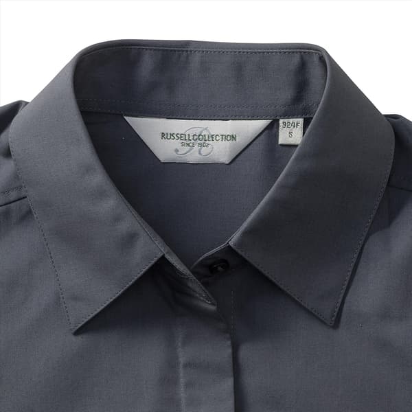 Russell Collection Ladies/Womens kortärmad poplinskjorta i polybomull med lätt skötsel