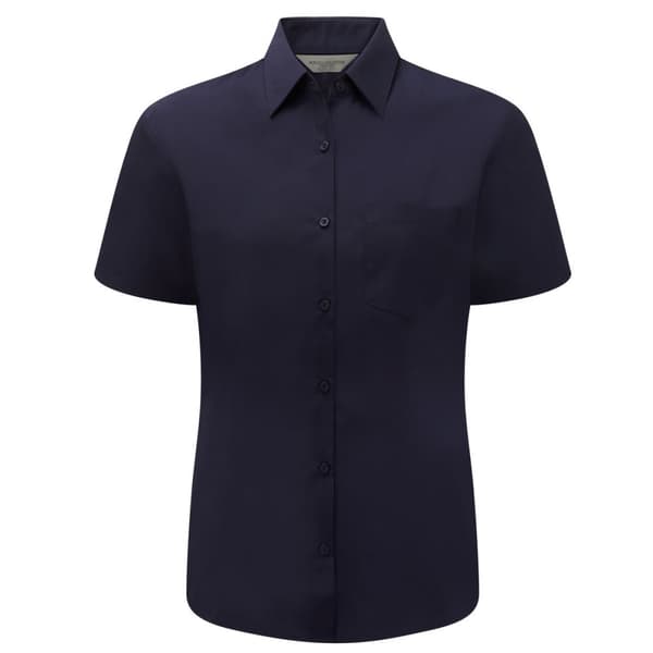 Russell Collection skjorte med korte ærmer i poly-bomulds-poplin med let pleje, til damer/kvinder
