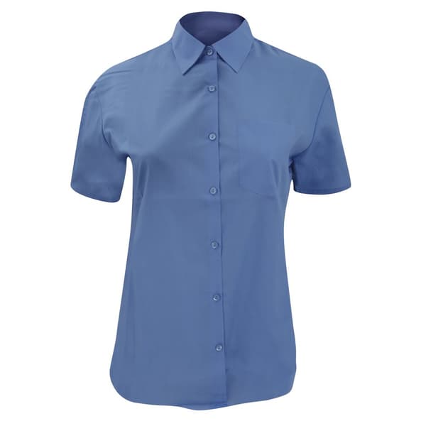 Russell Collection Ladies/Womens kortärmad poplinskjorta i polybomull med lätt skötsel