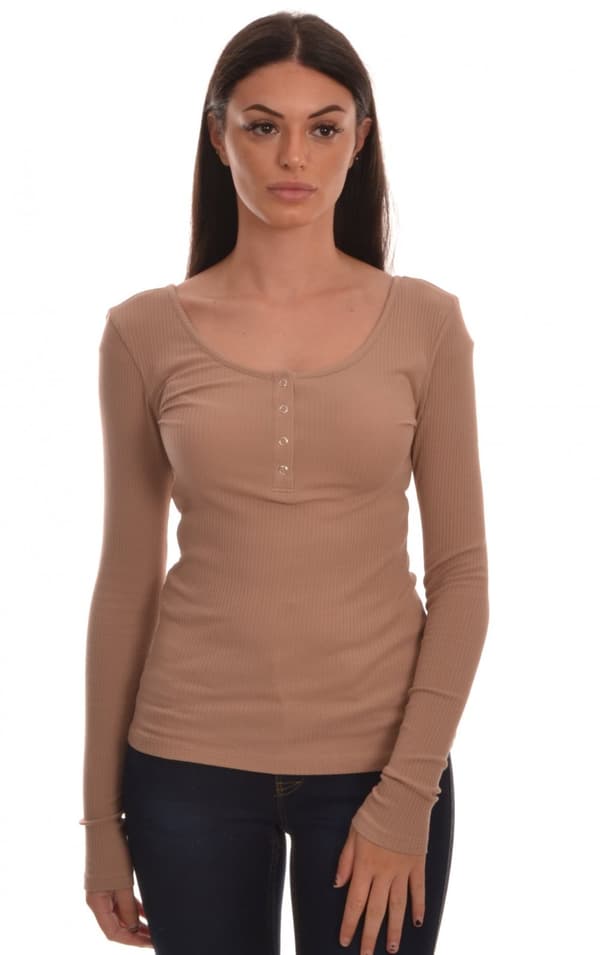 Pieces - pcKitte LS Top Beige M