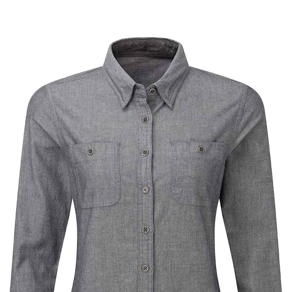Premier Kvinnor/Damer Chambray Organic långärmad skjorta