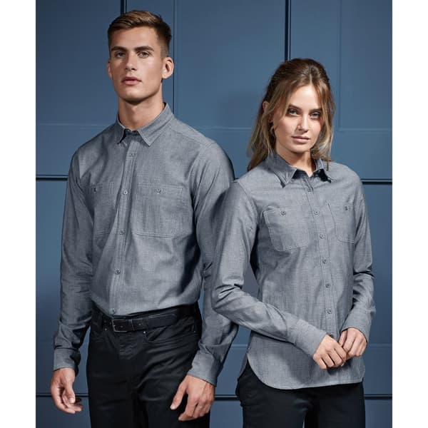 Premier Womens/Ladies Organic Fairtrade Certified Chambray Formal Shirt