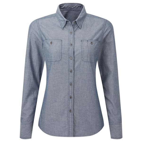 Premier Womens/Ladies Organic Fairtrade Certified Chambray Formal Shirt