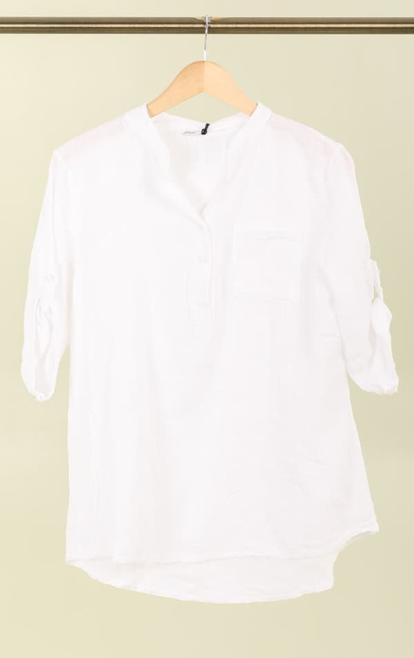 Chana - Blus CH70 Enfärgad Vit One Size
