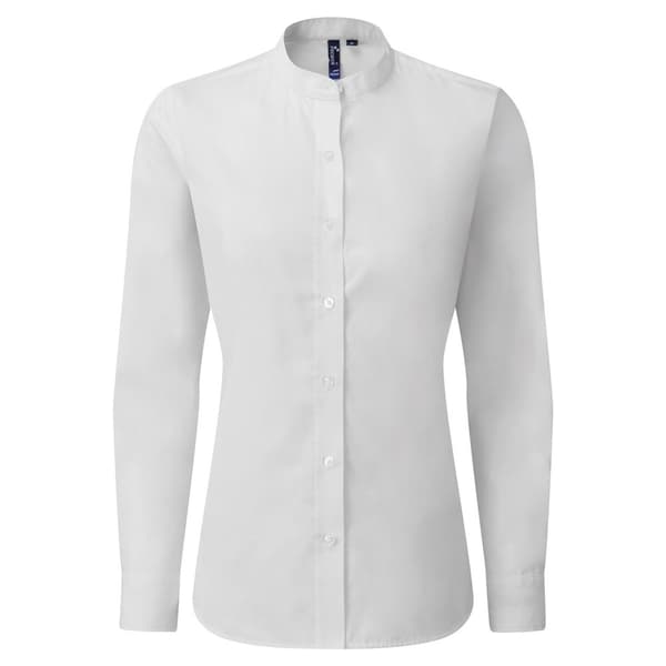 Premier Formell skjorta med Grandad Collar-krage för kvinnor och damer