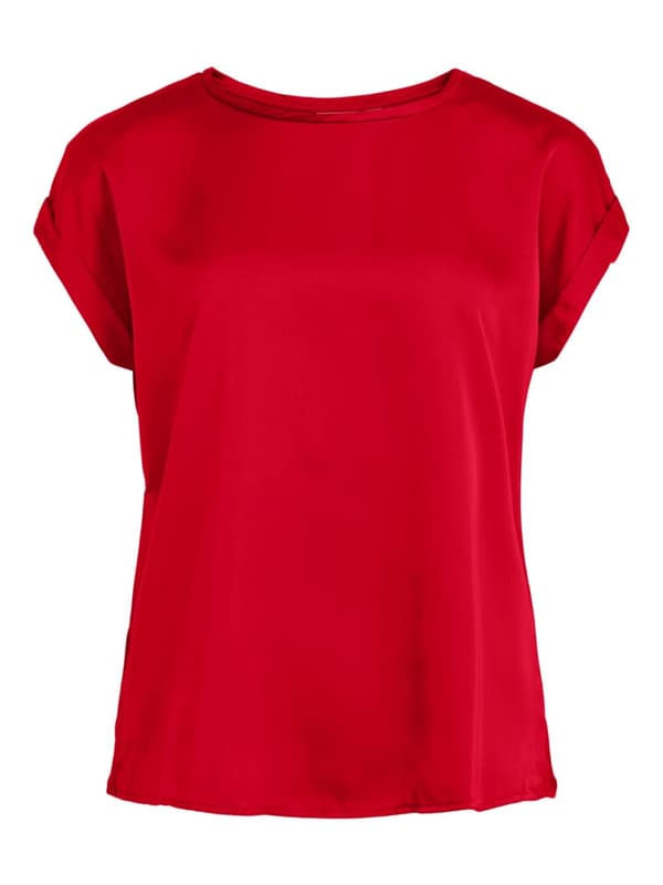 Vila - Viellette SS Satin Top Röd 44