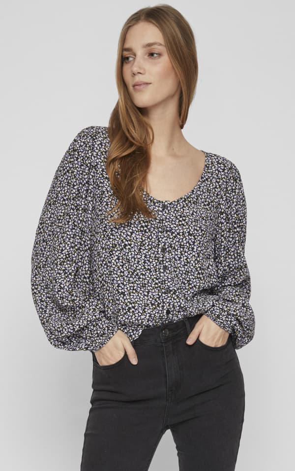 Vila - Vifini V-neck LS Top Alini Print