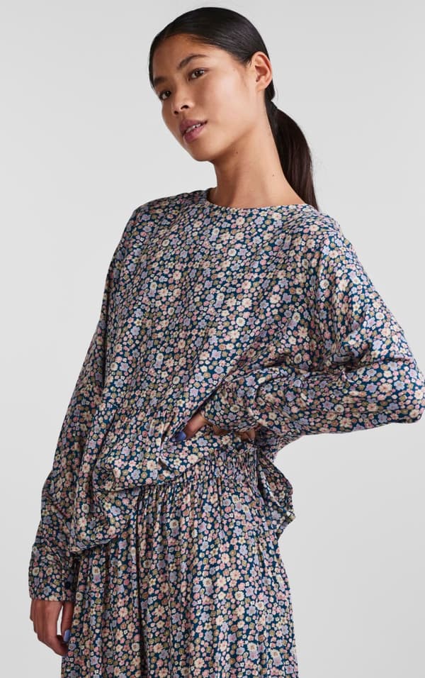 Pieces - pcNya LS Top Flower Print