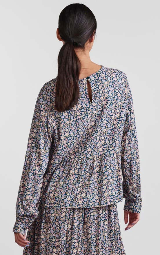 Pieces - pcNya LS Top Flower Print