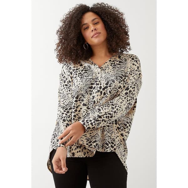 Dorothy Perkins Kvinnor/Damer med djurtryck utan krage plus skjorta Black 28 UK