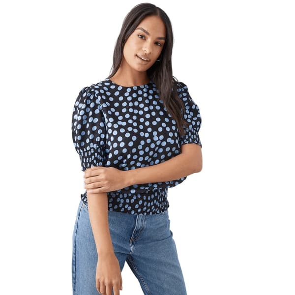 Dorothy Perkins Kvinnor/Damer Spotted Shirred Hem Blus Black 12 UK