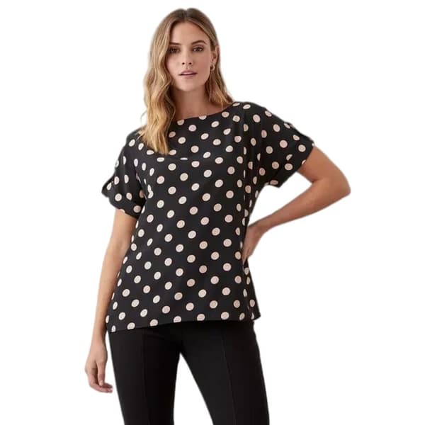 Dorothy Perkins Womens/Ladies Spotted Roll Sleeve Blouse Monochrome 16 UK