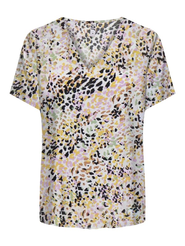 Jacqueline - jdyStarr SS V-neck Top Spray Animal Offwhite 36