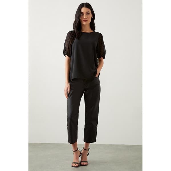 Dorothy Perkins Kvinnor/Damer Dobby Spotted Chiffon Contrast Sleeves Blouse