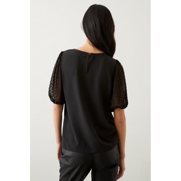 Dorothy Perkins Kvinnor/Damer Dobby Spotted Chiffon Contrast Sleeves Blouse