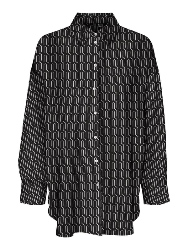 Vero Moda - vmDaisy LS Oversize Shirt Wilma Print Svart XS