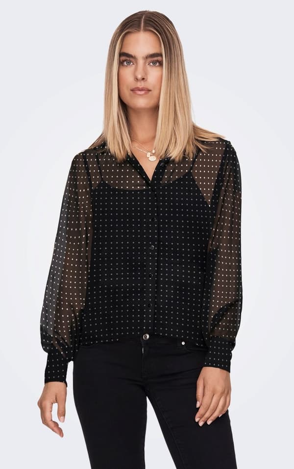 Only - onlIsabella LS Shirt Svart - Täta prickar XL