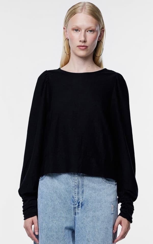 Pieces - pcFuna LS Top Svart XS