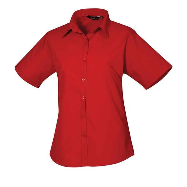 Premier Womens/Ladies Poplin Short-Sleeved Blouse