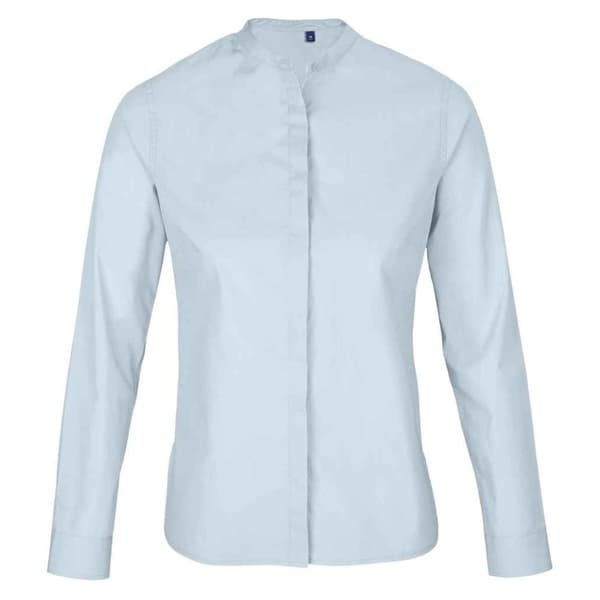 NEOBLU Womens/Ladies Poplin Bart Mao Collar Formal Shirt Soft Blue M