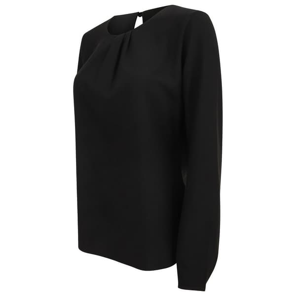 Henbury Womens/Ladies Yarn Pleat Front Long-Sleeved Blouse