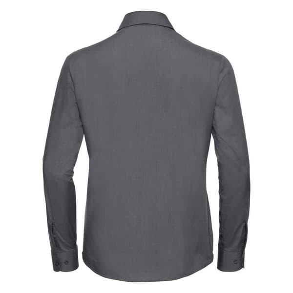 Russell Collection Långärmad formell skjorta i lättskött poplin för damer/damer