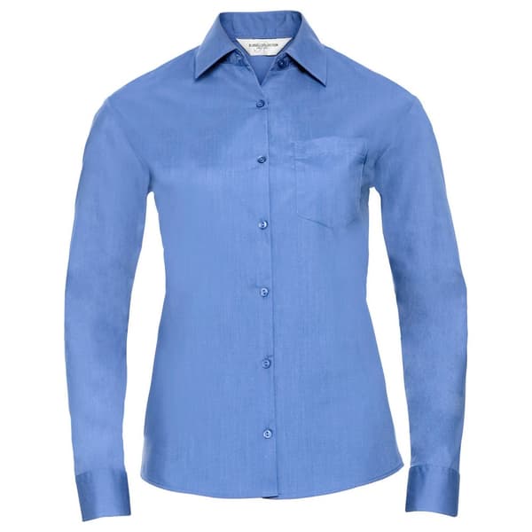Russell Collection Womens/Ladies Poplin Easy-Care Long-Sleeved Formal Shirt