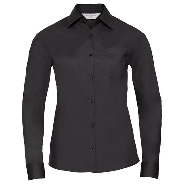Russell Collection Womens/Ladies Poplin Easy-Care Long-Sleeved Formal Shirt