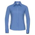 Miniatyrbillede 1 af 3: Russell Collection Womens/Ladies Poplin Fitted Long-Sleeved Formal Shirt