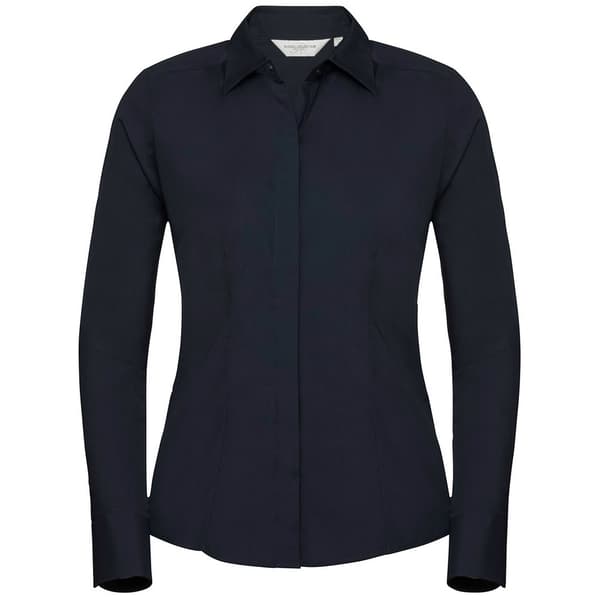 Russell Collection Womens/Ladies Poplin Fitted Long-Sleeved Formal Shirt