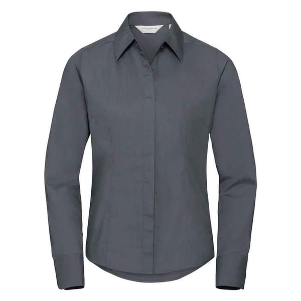 Russell Collection Womens/Ladies Poplin Fitted Long-Sleeved Formal Shirt