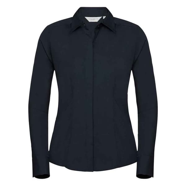 Russell Collection Womens/Ladies Poplin Fitted Long-Sleeved Formal Shirt