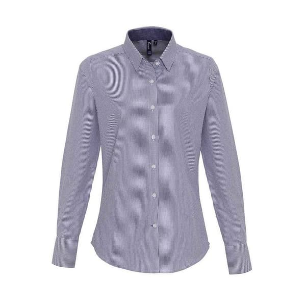 Premier Womens/Ladies Striped Oxford Long-Sleeved Formal Shirt