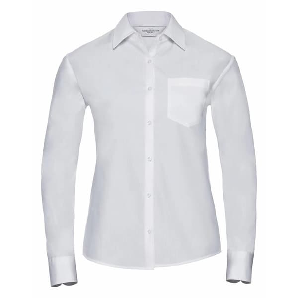 Russell Collection Womens/Ladies Cotton Poplin Easy-Care Long-Sleeved Formal Shirt