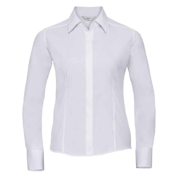 Russell Collection Womens/Ladies Poplin Fitted Long-Sleeved Formal Shirt