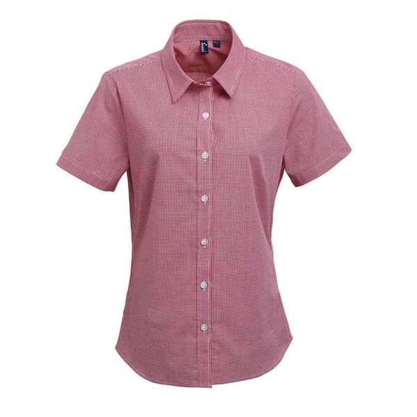 Premier Womens/Ladies Gingham Short-Sleeved Shirt