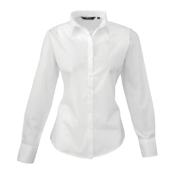 Premier Womens/Ladies Poplin Long-Sleeved Shirt