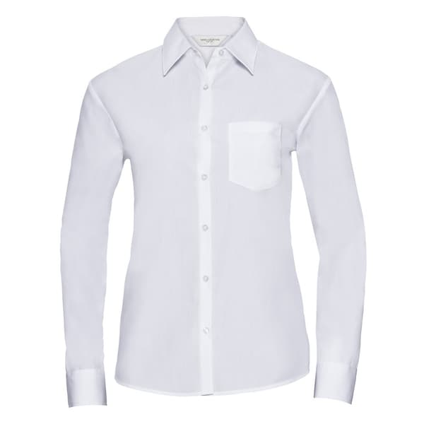 Russell Collection Långärmad skjorta i lättskött poplin för damer/damer
