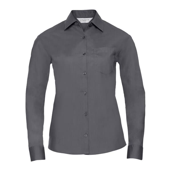 Russell Collection Långärmad skjorta i lättskött poplin för damer/damer