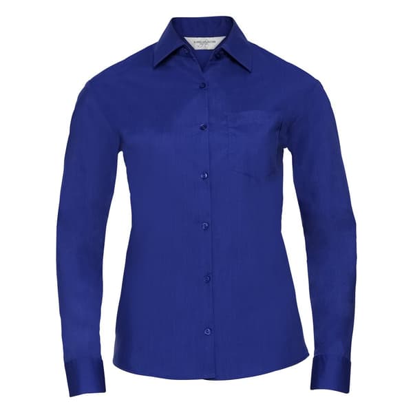 Russell Collection Womens/Ladies Poplin Easy-Care Long-Sleeved Shirt