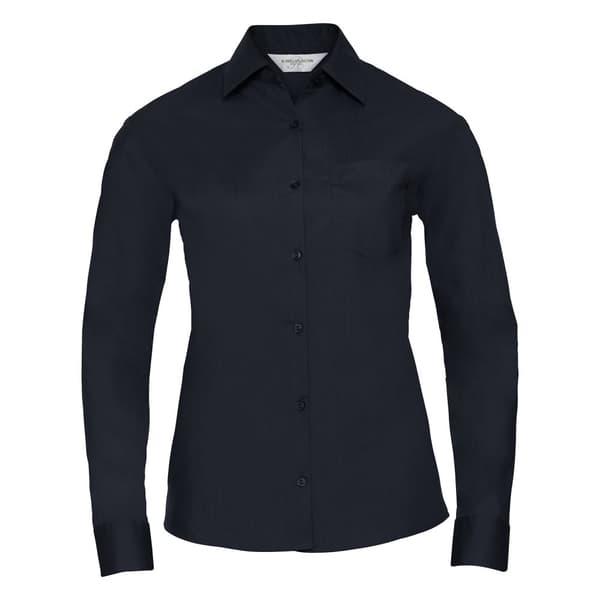 Russell Collection Womens/Ladies Poplin Easy-Care Long-Sleeved Shirt