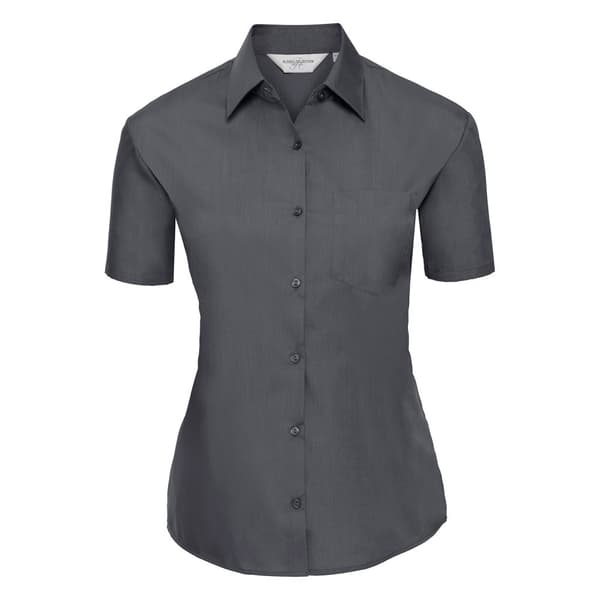 Russell Collection Womens/Ladies Poplin Easy-Care Short-Sleeved Shirt