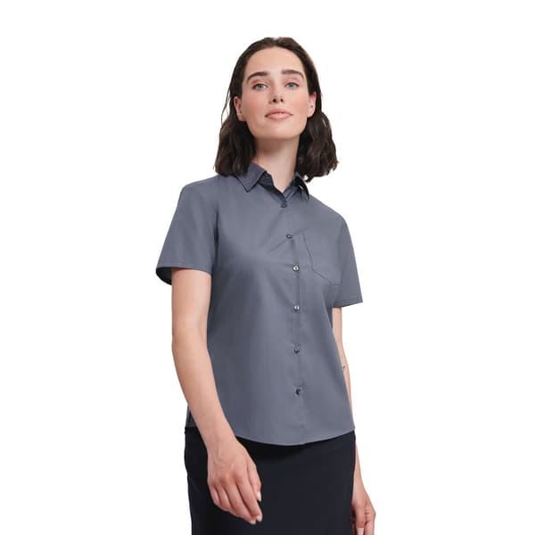 Russell Collection Womens/Ladies Poplin Easy-Care Short-Sleeved Shirt